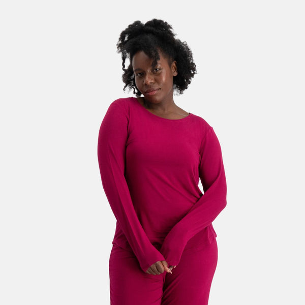 Nina langærmet pyjamassæt bordeaux