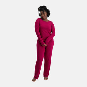 Nina Bordeaux langærmet pyjamassæt fra Bamboo Basics