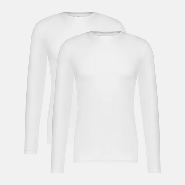Ralph bambus langærmet T-shirt med rund hals - Hvid 2 pak