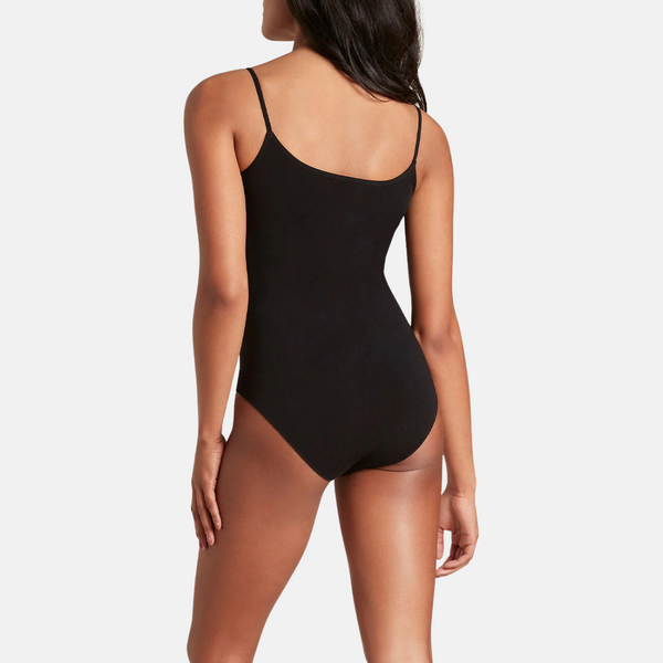 Sort bambus bodystocking med tynde stropper