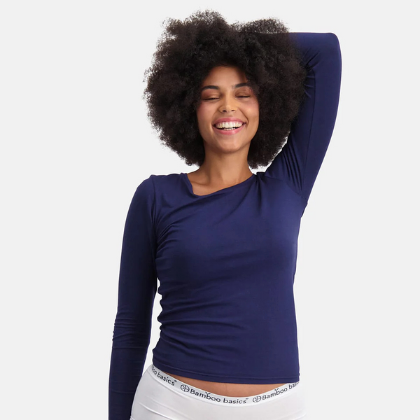 Lara bambus langærmet T-shirt - Navy 2 pak