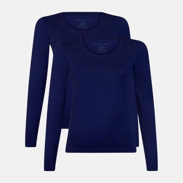 Lara bambus langærmet T-shirt - Navy 2 pak