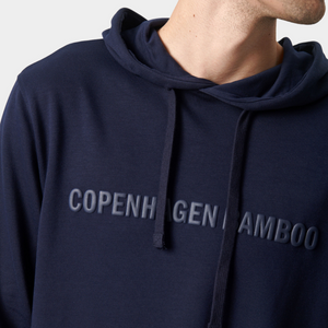 Blå bambus hoodie joggingsæt med logo fra Copenhagen Bamboo