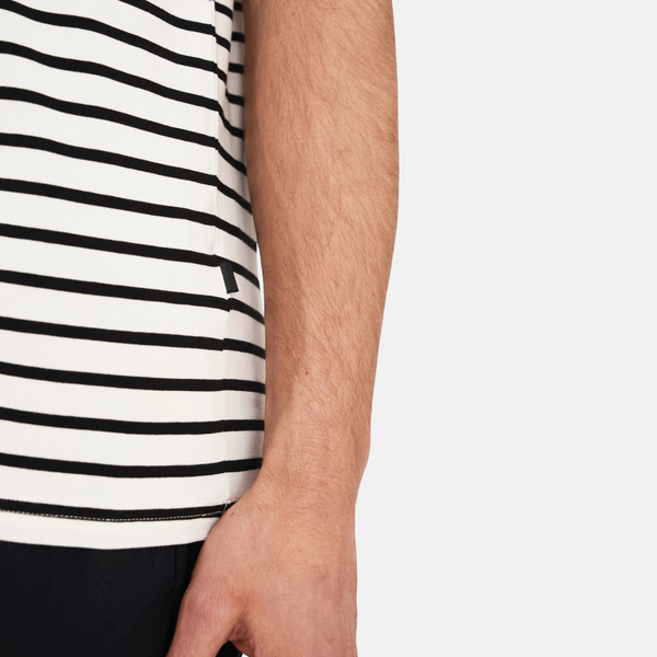 Sort/hvid stribet crew neck bambus t-shirt