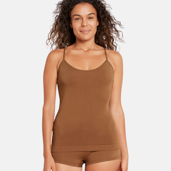 Tan nude bambus top med tynde stropper