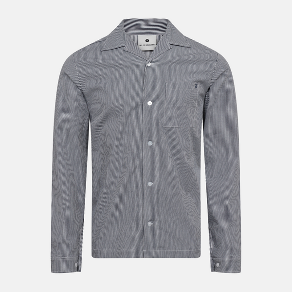 Navy stribet bambus natskjorte