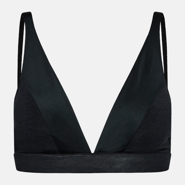 Sort bambus trekant BH med feminine detaljer