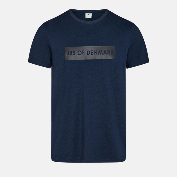 Navyblå crew neck bambus T-shirt med print