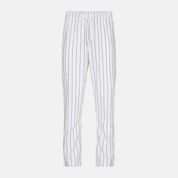 Hvide bambus pyjamasbukser med smalle grå striber