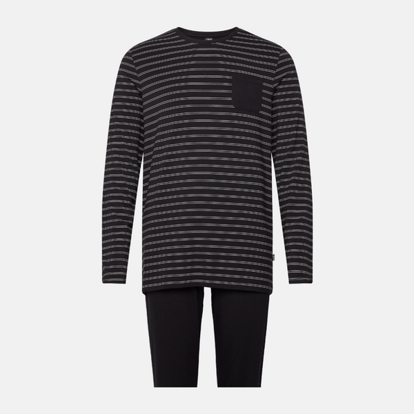 Sort bambus pyjamas med striber