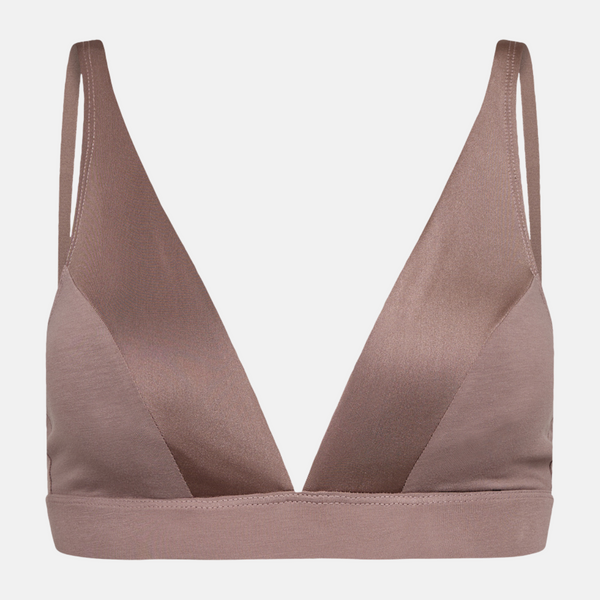 Taupe bambus trekant BH med feminine detaljer