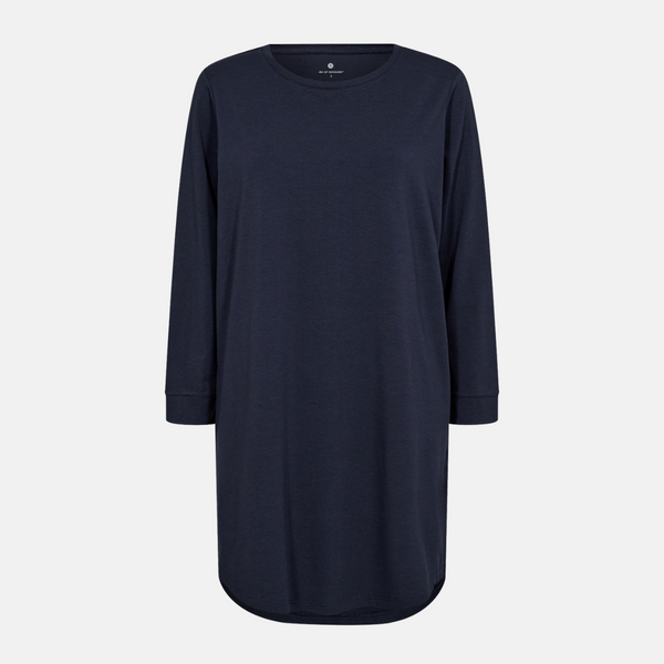 Langærmet bambus T-shirt kjole navy