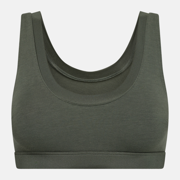 Grøn bambus BH top med feminine detaljer