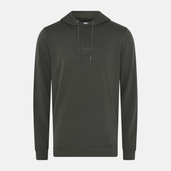 Mørkegrøn badge bambus hoodie