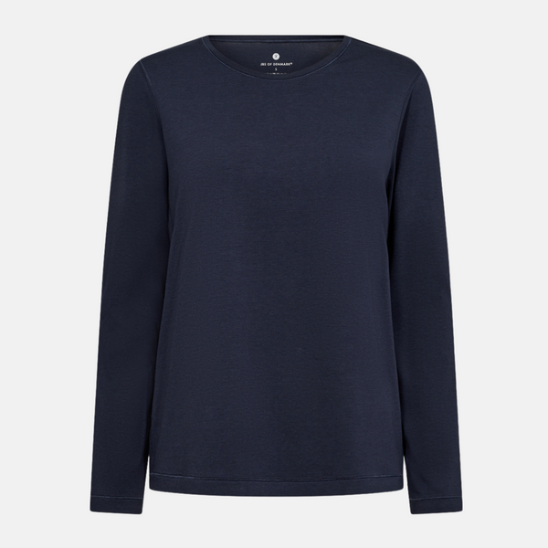 Navy langærmet bambus T-shirt med rund hals