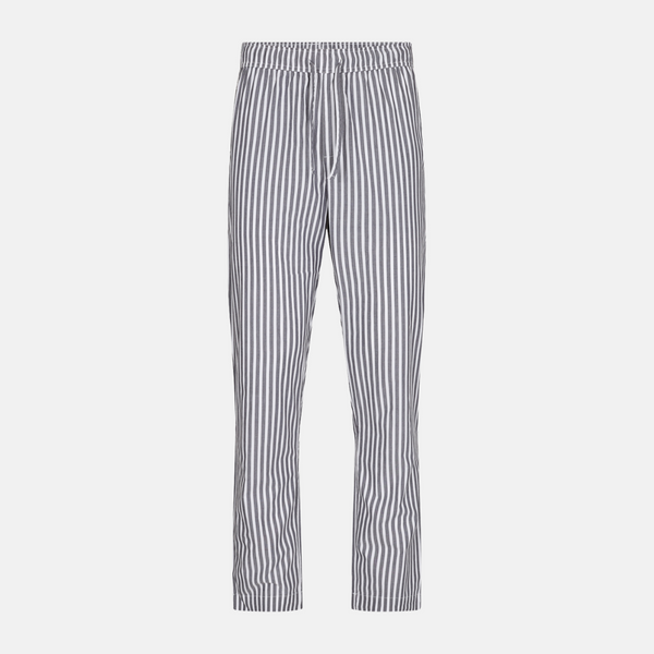 Hvide bambus pyjamasbukser med brede grå striber