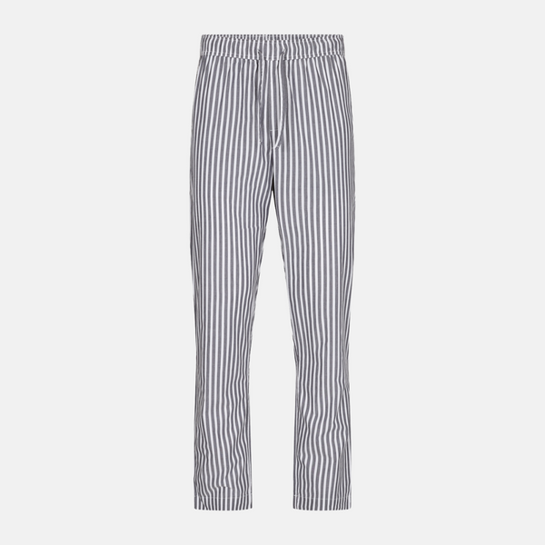 Bambus pyjamasbukser med brede hvide og grå striber