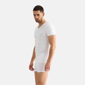2 pak Hvid slim fit bambus V-hals T-shirt fra JBS
