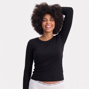 2 pak Sort langærmet bambus T-shirt fra Bamboo Basics