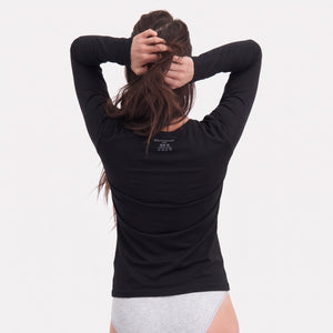 2 pak Sort langærmet bambus T-shirt fra Bamboo Basics