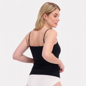 2 pak Sort bambus tank top med tynde stropper fra Bamboo Basics