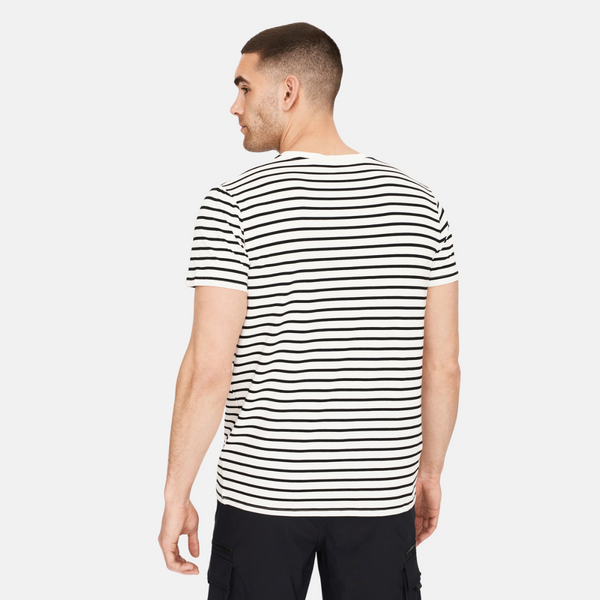 Sort/hvid stribet crew neck bambus t-shirt