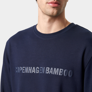 Blå bambus joggingsæt med logo fra Copenhagen Bamboo
