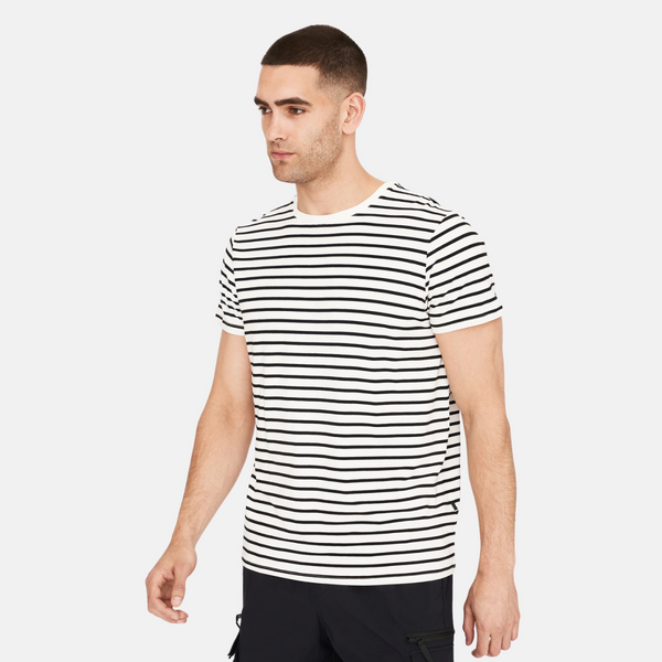 Sort/hvid stribet crew neck bambus t-shirt