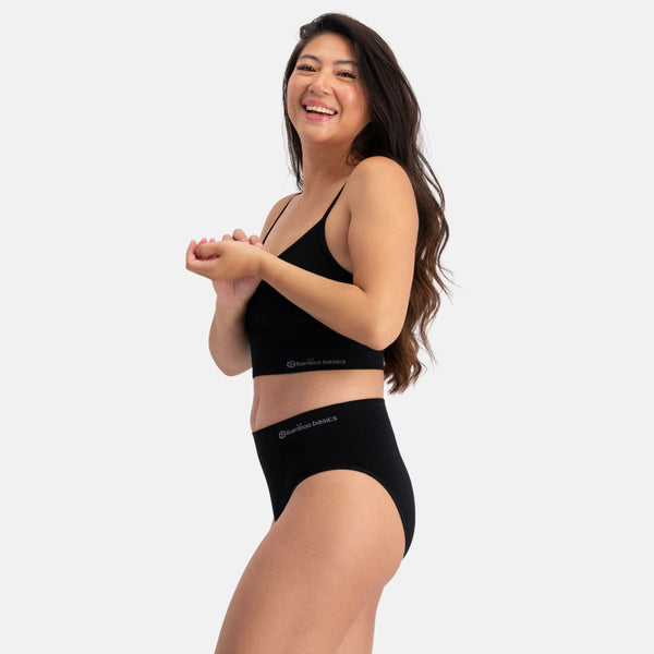 Sort bambus BH v-hals med foring