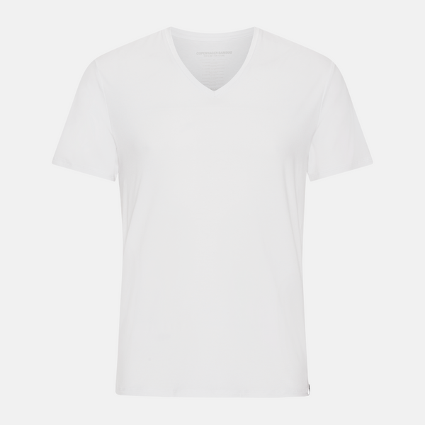 Hvide slim fit v-hals bambus T-shirts - 2 pak