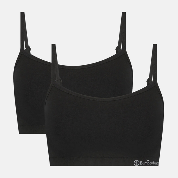 Elle bambus BH med justerbare stropper -  sort 2 pak