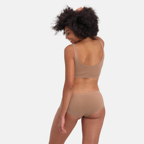 Sophie bambus hipsters med smal elastikkant - tan nude 2 pak