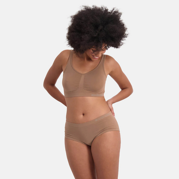 Sophie bambus hipsters med smal elastikkant - tan nude 2 pak
