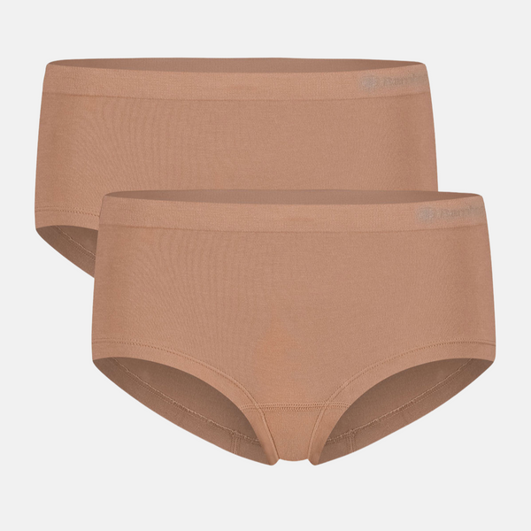 Sophie bambus hipsters med smal elastikkant - tan nude 2 pak