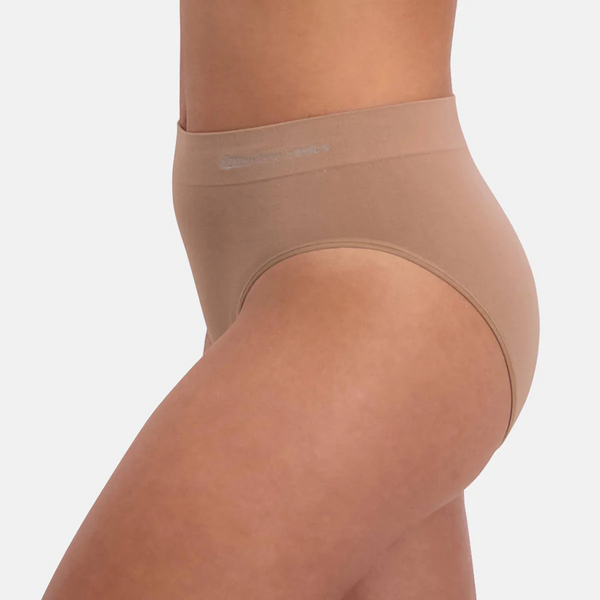 Belle bambus maxi trusser med smal elastikkant - tan nude 3 pak