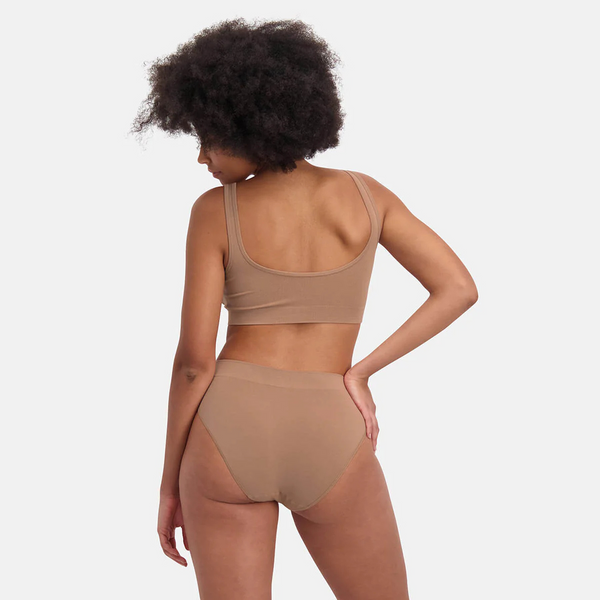 Belle bambus maxi trusser med smal elastikkant - tan nude 3 pak