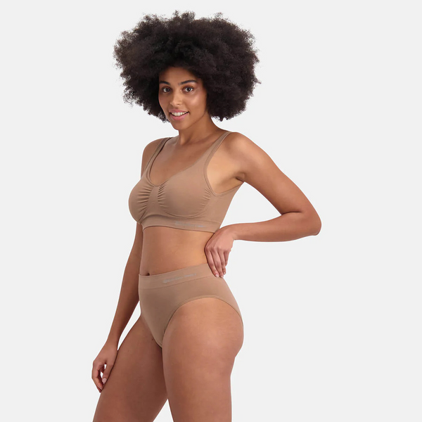 Belle bambus maxi trusser med smal elastikkant - tan nude 3 pak
