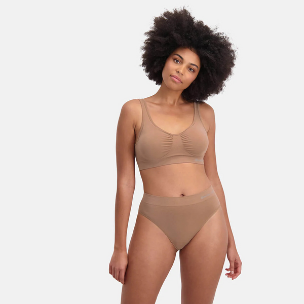 Belle bambus maxi trusser med smal elastikkant - tan nude 3 pak