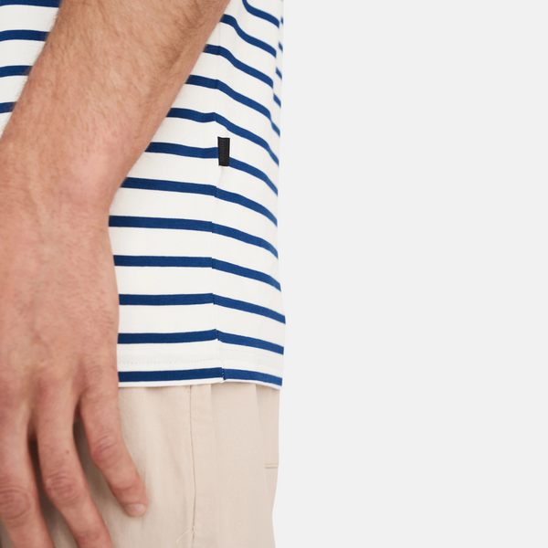Navy/hvid stribet crew neck bambus t-shirt