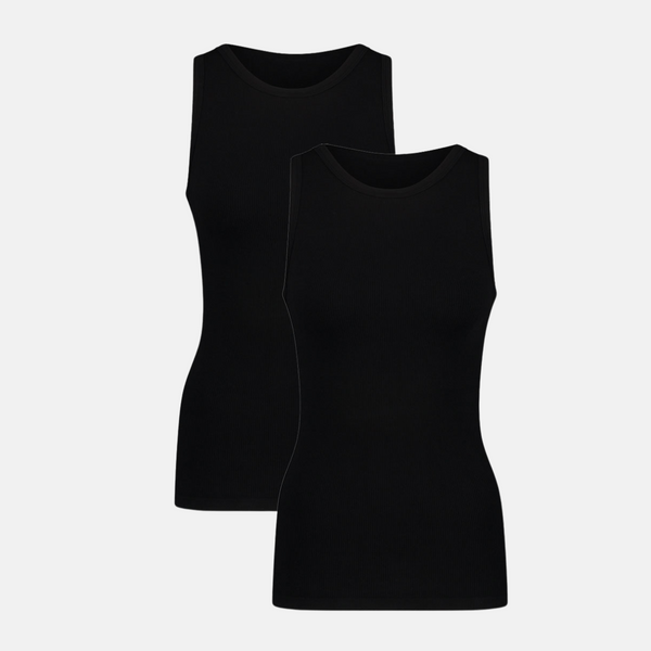 River rib bambus tank top - sort 2 pak