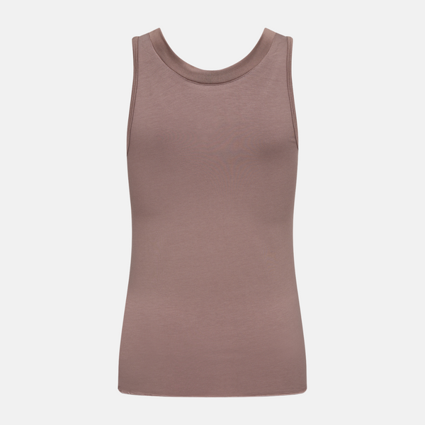 Taupe bambus tank top med feminine detaljer