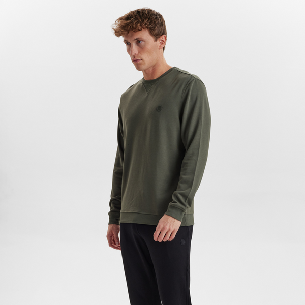 Mørkegrøn badge bambus sweatshirt