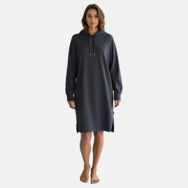 Mørkegrå bambus hoodie kjole