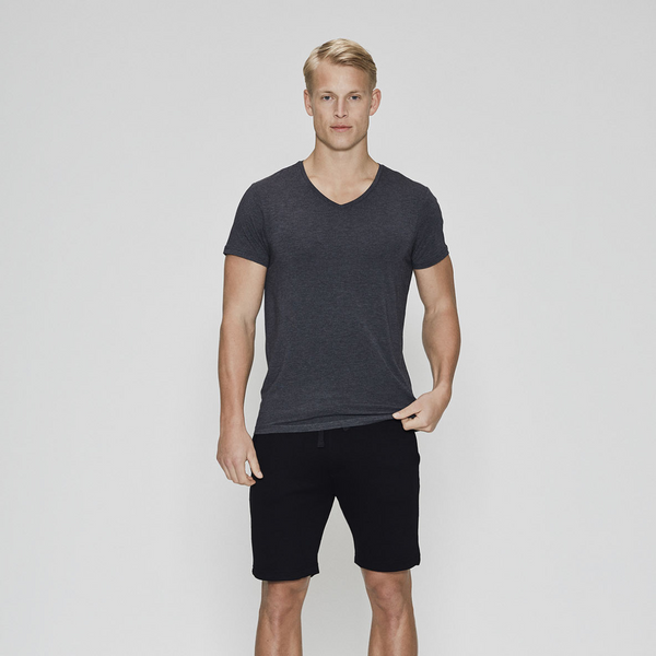 Mørkegrå v-hals bambus T-shirt