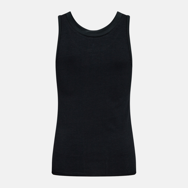 Sort bambus tank top med feminine detaljer