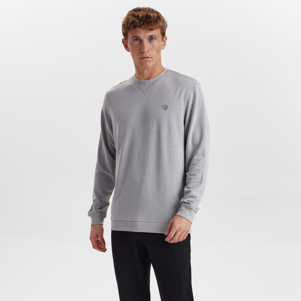 Lysegrå badge bambus sweatshirt