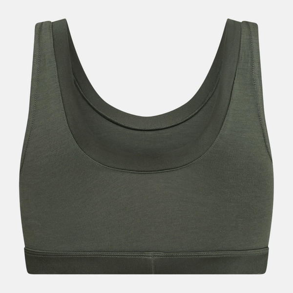 Grøn bambus BH top med feminine detaljer