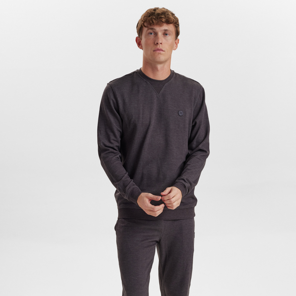 Mørkegrå badge bambus sweatshirt