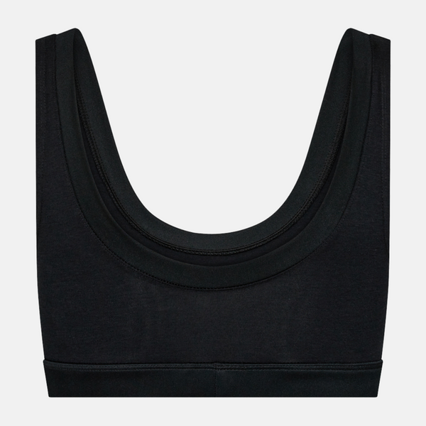 Sort bambus BH top med feminine detaljer
