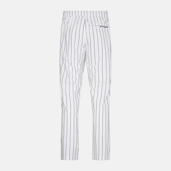 Hvide bambus pyjamasbukser med smalle grå striber
